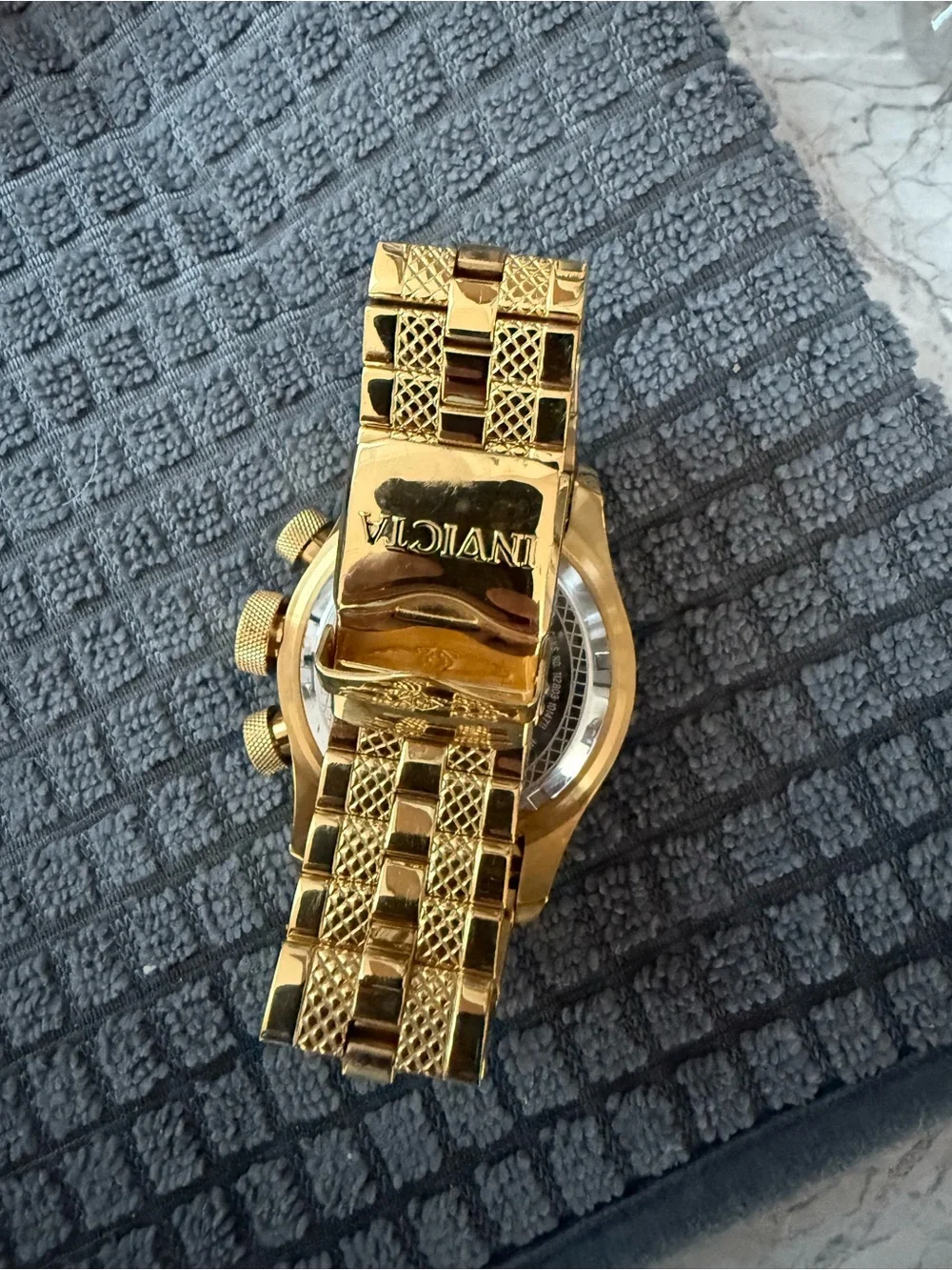 Invicta Gold-Tone Chronograph Watch with Blue Dial